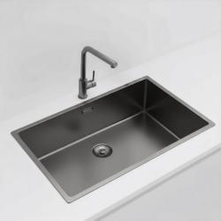 Pure.Sink Exclusivo stor Gun metal diskho 70x40 cm 10mm radie undermontering, planmontering och övermontering PEX7040-61