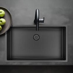 Pure.Sink Exclusivo stor Gun metal diskho 70x40 cm 10mm radie undermontering, planmontering och övermontering PEX7040-61