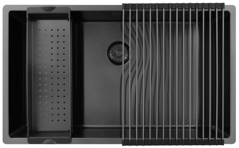 Pure.Sink Exclusivo stor Gun metal diskho 70x40 cm 10mm radie undermontering, planmontering och övermontering PEX7040-61