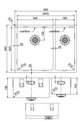 Pure.Sink Exklusiv rostfritt stål 1,5 en och en halv diskho 34+18 cm 10mm radie PEX341840-02