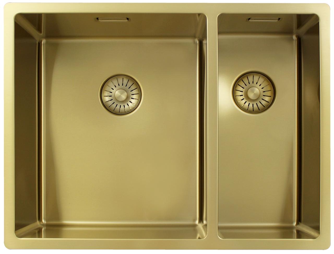 Pure.Sink Exclusivo Guld 1,5 en och en halv diskho 34+18 cm 10mm radie PEX341840-60 - Productafbeelding