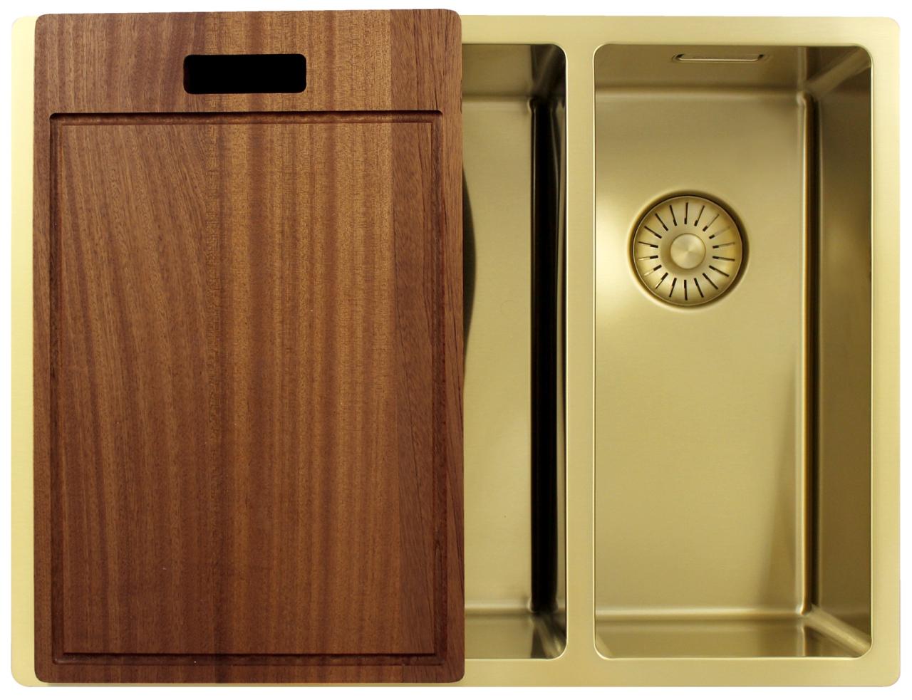 Pure.Sink Exclusivo Guld 1,5 en och en halv diskho 34+18 cm 10mm radie PEX341840-60 - Productafbeelding 6
