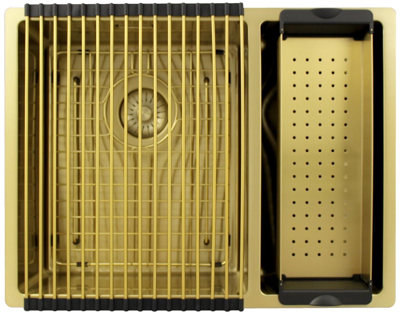 Pure.Sink Exclusivo Guld 1,5 en och en halv diskho 34+18 cm 10mm radie PEX341840-60 - Productafbeelding 7