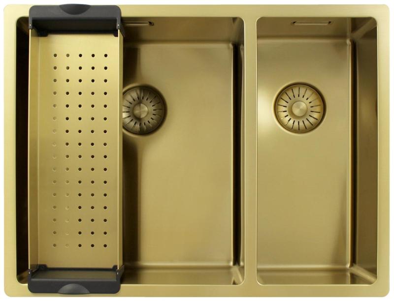 Pure.Sink Exclusivo Guld 1,5 en och en halv diskho 34+18 cm 10mm radie PEX341840-60