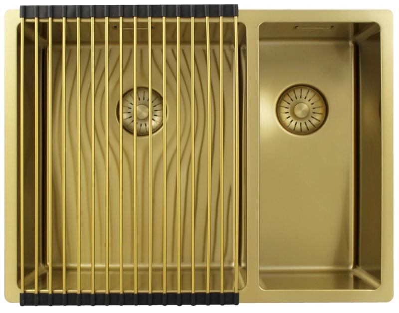 Pure.Sink Exclusivo Guld 1,5 en och en halv diskho 34+18 cm 10mm radie PEX341840-60