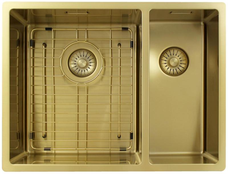 Pure.Sink Exclusivo Guld 1,5 en och en halv diskho 34+18 cm 10mm radie PEX341840-60