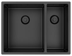 Pure.Sink Exclusivo Gun Metal 1,5 en och en halv diskbänk 34+18 cm 10mm radie PEX341840-61
