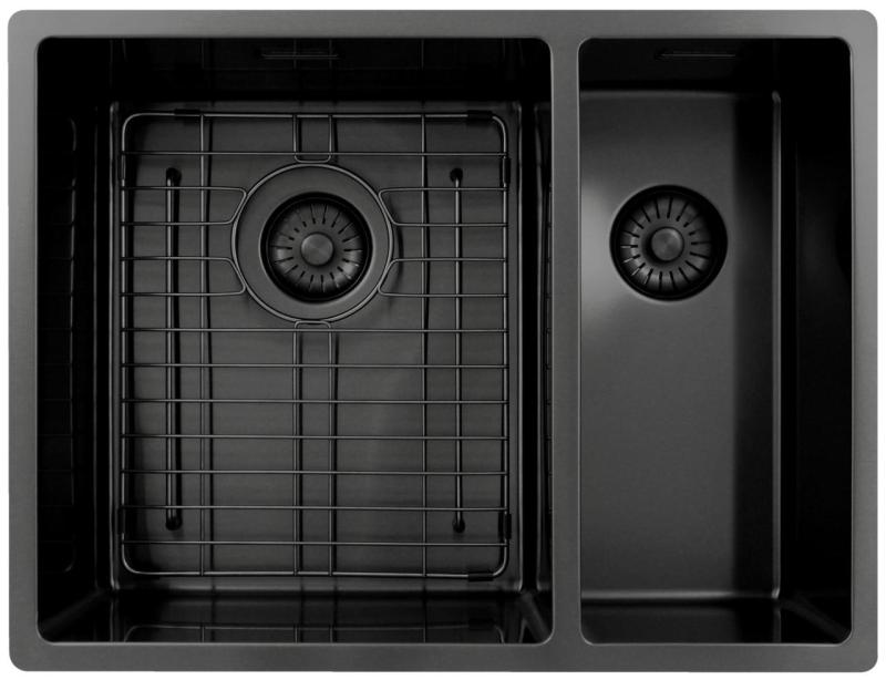 Pure.Sink Exclusivo Gun Metal 1,5 en och en halv diskbänk 34+18 cm 10mm radie PEX341840-61