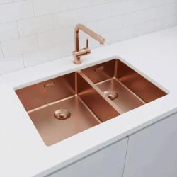 Pure.Sink Exclusivo Koppar 1,5 en och en halv diskho 34+18 cm 10mm radie PEX341840-62