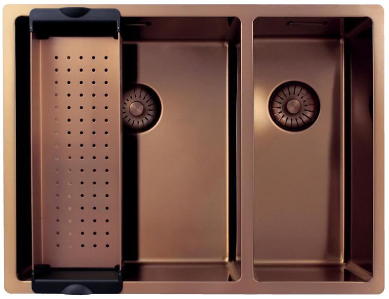 Pure.Sink Exclusivo Koppar 1,5 en och en halv diskho 34+18 cm 10mm radie PEX341840-62