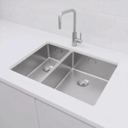 Pure.Sink Exclusivo RVS 1,5 en och en halv diskho 18+34 cm 10mm radie PEX183440-02