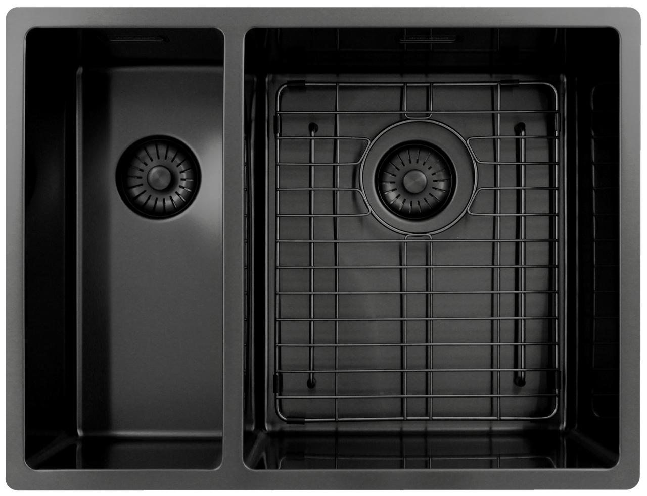 Pure.Sink Exclusivo Gun Metal 1,5 en och en halv diskho 18+34 cm 10mm radie PEX183440-61 - Productafbeelding 5