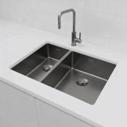 Pure.Sink Exclusivo Gun Metal 1,5 en och en halv diskho 18+34 cm 10mm radie PEX183440-61