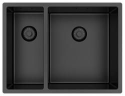 Pure.Sink Exclusivo Gun Metal 1,5 en och en halv diskho 18+34 cm 10mm radie PEX183440-61