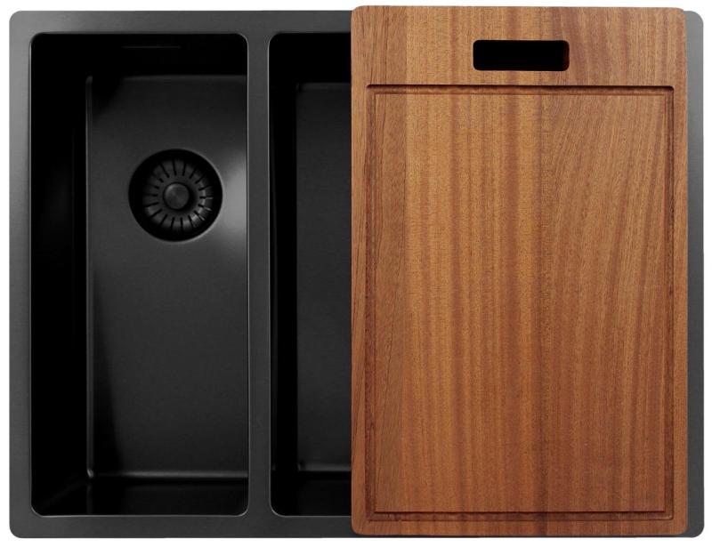 Pure.Sink Exclusivo Gun Metal 1,5 en och en halv diskho 18+34 cm 10mm radie PEX183440-61