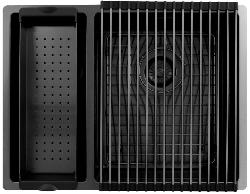 Pure.Sink Exclusivo Gun Metal 1,5 en och en halv diskho 18+34 cm 10mm radie PEX183440-61