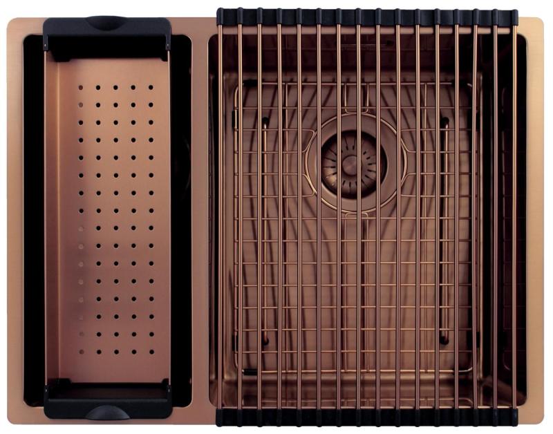 Pure.Sink Exclusivo Koppar 1,5 halvannan diskbänk 18+34cm 10mm radie PEX183440-62