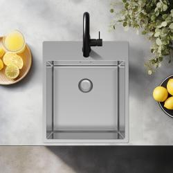 Pure.Sink Exclusivo RVS diskho 44x52 cm Tapwing med kranhålsbänk 10mm radie PEX4040T-02