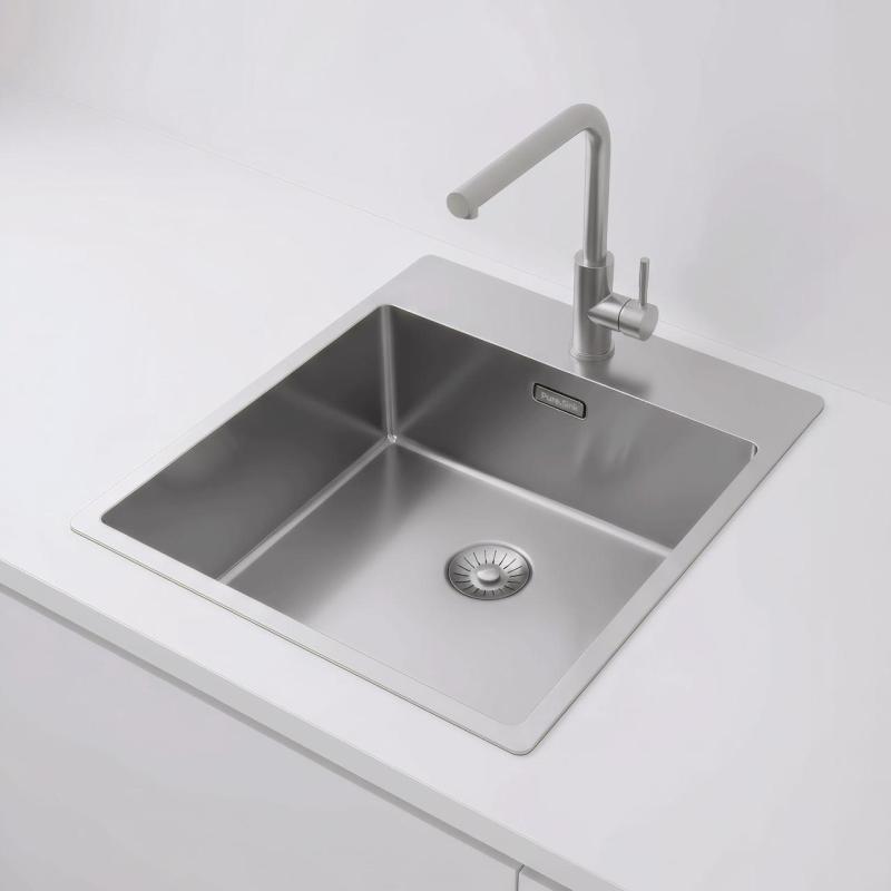 Pure.Sink Exclusivo RVS diskho 44x52 cm Tapwing med kranhålsbänk 10mm radie PEX4040T-02