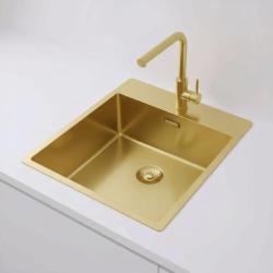 Pure.Sink Exclusivo Guld diskbänk 44x52 cm Tapwing med kranhålsbänk 10mm radie PEX4040T-60