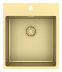Pure.Sink Exclusivo Guld diskbänk 44x52 cm Tapwing med kranhålsbänk 10mm radie PEX4040T-60