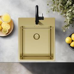 Pure.Sink Exclusivo Guld diskbänk 44x52 cm Tapwing med kranhålsbänk 10mm radie PEX4040T-60
