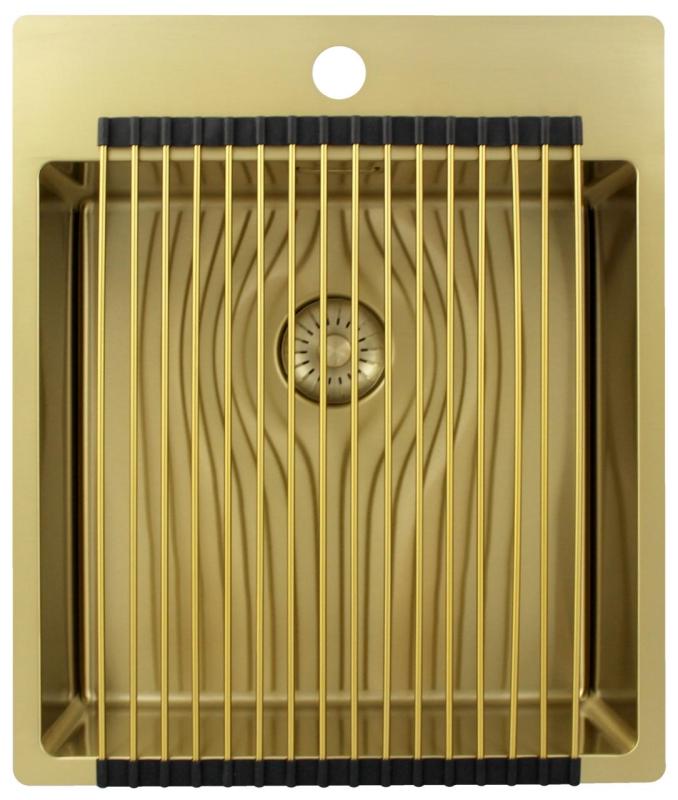 Pure.Sink Exclusivo Guld diskbänk 44x52 cm Tapwing med kranhålsbänk 10mm radie PEX4040T-60