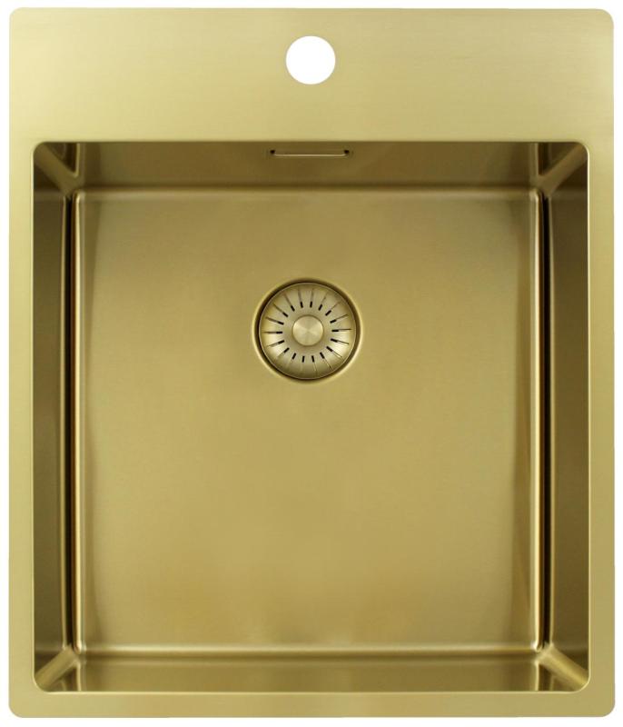 Pure.Sink Exclusivo Guld diskbänk 44x52 cm Tapwing med kranhålsbänk 10mm radie PEX4040T-60