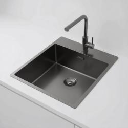 Pure.Sink Exclusivo Gun Metal diskbänk 44x52 cm Tapwing med kranhålsbänk 10mm radie PEX4040T-61