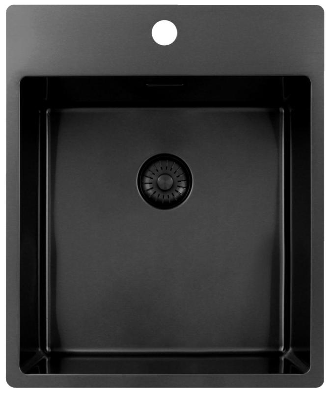 Pure.Sink Exclusivo Gun Metal diskbänk 44x52 cm Tapwing med kranhålsbänk 10mm radie PEX4040T-61