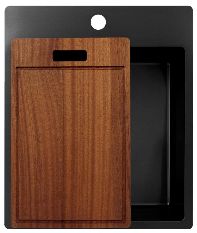 Pure.Sink Exclusivo Gun Metal diskbänk 44x52 cm Tapwing med kranhålsbänk 10mm radie PEX4040T-61