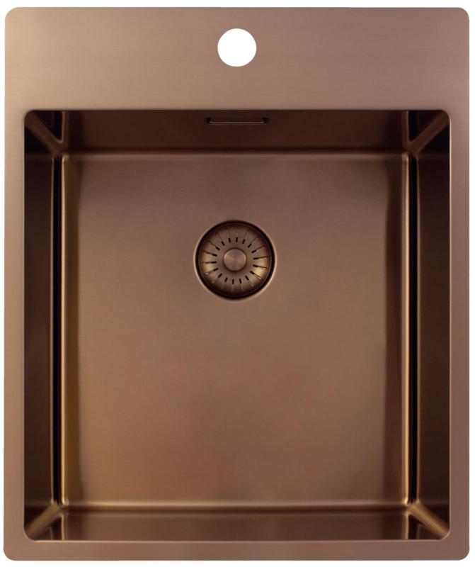 Pure.Sink Exclusivo Koppar diskho 44x52 cm Tapving med kranhålsbänk 10mm radie PEX4040T-62