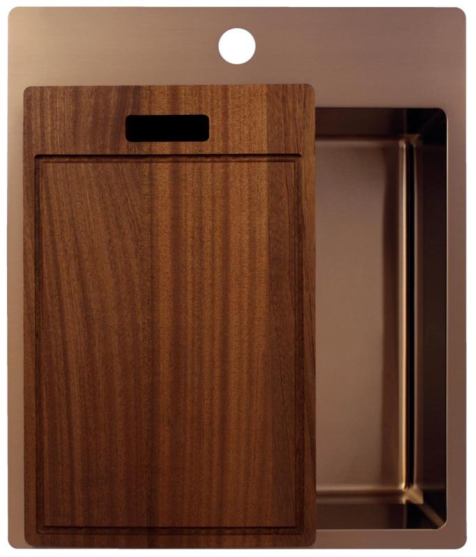 Pure.Sink Exclusivo Koppar diskho 44x52 cm Tapving med kranhålsbänk 10mm radie PEX4040T-62