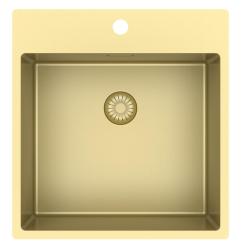 Pure.Sink Exclusivo Gyllene diskbänk 49x52 cm Tapwing med kranhålsbänk 10mm radie PEX4540T-60