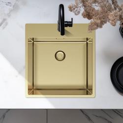 Pure.Sink Exclusivo Gyllene diskbänk 49x52 cm Tapwing med kranhålsbänk 10mm radie PEX4540T-60