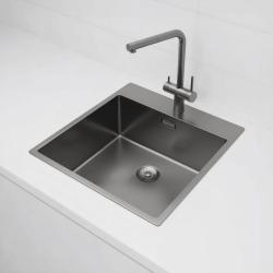 Pure.Sink Exclusivo Gun Metal diskbänk 49x52 cm Tapwing med kranhålsbänk 10mm radie PEX4540T-61