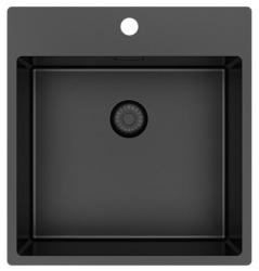 Pure.Sink Exclusivo Gun Metal diskbänk 49x52 cm Tapwing med kranhålsbänk 10mm radie PEX4540T-61