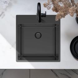 Pure.Sink Exclusivo Gun Metal diskbänk 49x52 cm Tapwing med kranhålsbänk 10mm radie PEX4540T-61