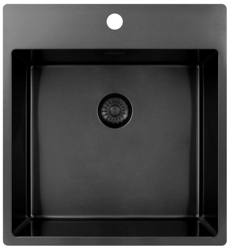 Pure.Sink Exclusivo Gun Metal diskbänk 49x52 cm Tapwing med kranhålsbänk 10mm radie PEX4540T-61