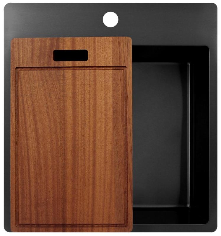 Pure.Sink Exclusivo Gun Metal diskbänk 49x52 cm Tapwing med kranhålsbänk 10mm radie PEX4540T-61