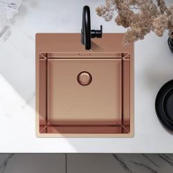 Pure.Sink Exclusivo Koppar diskho 49x52 cm Tapwing med kranhålsbänk 10mm radie PEX4540T-62