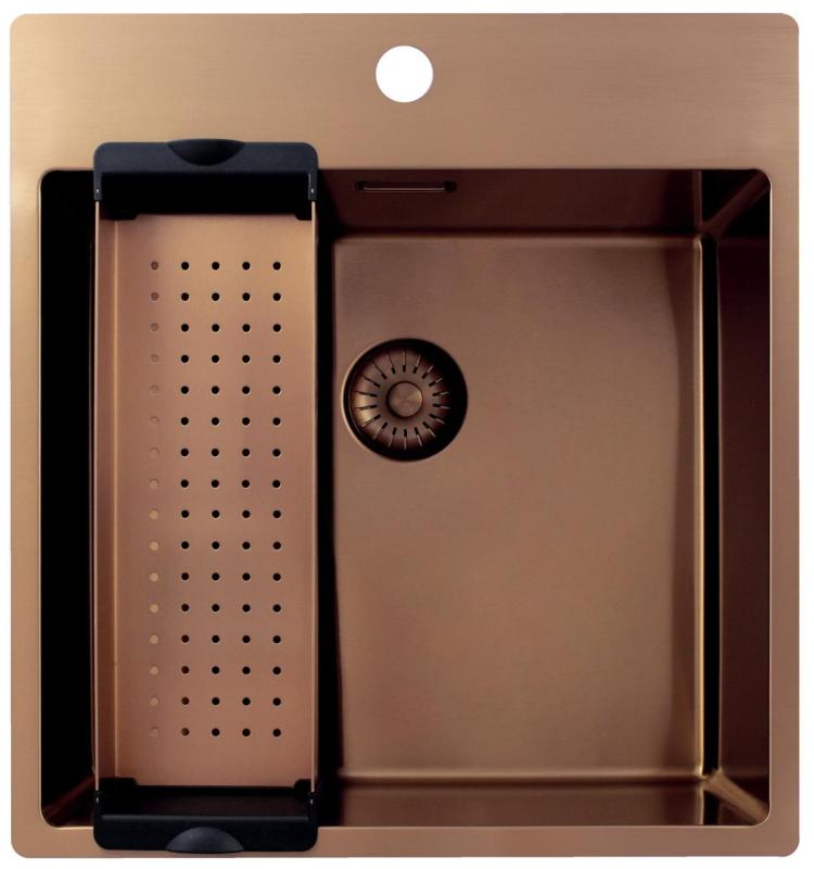 Pure.Sink Exclusivo Koppar diskho 49x52 cm Tapwing med kranhålsbänk 10mm radie PEX4540T-62