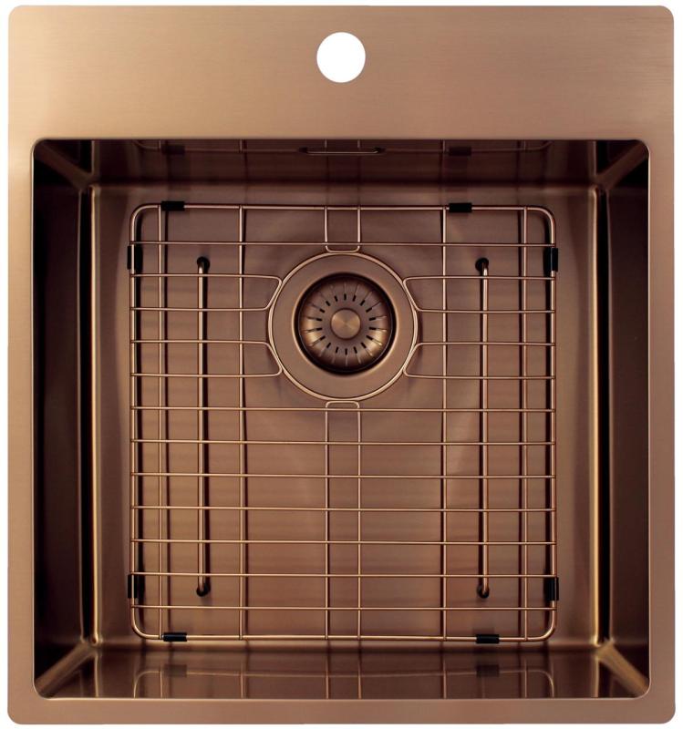 Pure.Sink Exclusivo Koppar diskho 49x52 cm Tapwing med kranhålsbänk 10mm radie PEX4540T-62