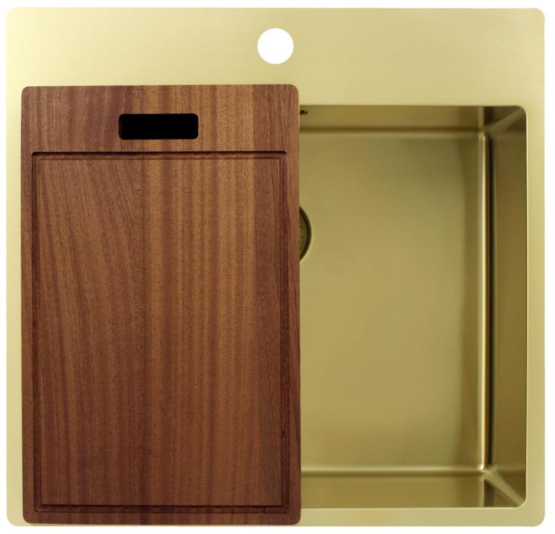 Pure.Sink Exclusivo Gyllene diskbänk 54x52 cm Tapwing med kranhålsbänk 10mm radie PEX5040T-60