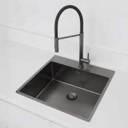 Pure.Sink Exclusivo Gun Metal diskbänk 54x52 cm Tapwing med kranhålsbänk 10mm radie PEX5040T-61