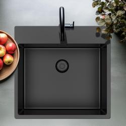 Pure.Sink Exclusivo Gun Metal diskbänk 54x52 cm Tapwing med kranhålsbänk 10mm radie PEX5040T-61