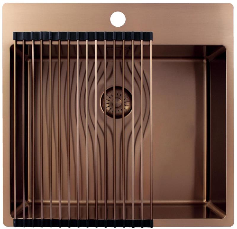 Pure.Sink Exclusivo Koppar diskbänk 54x52 cm Tapwing med kranhålsbänk 10mm radie PEX5040T-62