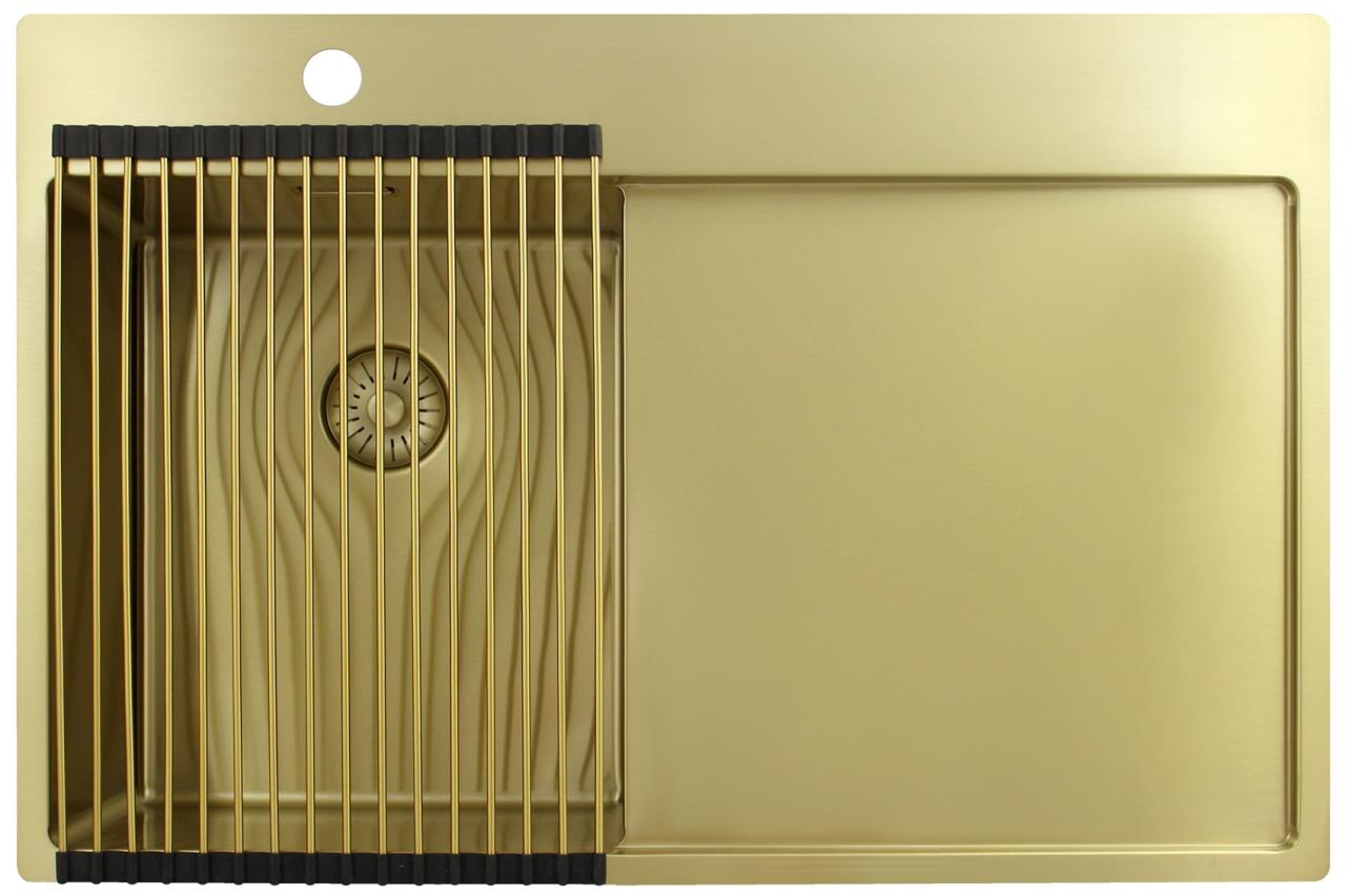 Pure.Sink Exclusivo Gyllene liten diskbänk med avrinningsdel 78x52 cm Tapwing vänster PEX3478LT-60 - Productafbeelding 4