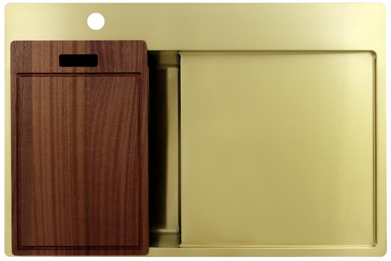 Pure.Sink Exclusivo Gyllene liten diskbänk med avrinningsdel 78x52 cm Tapwing vänster PEX3478LT-60 - Productafbeelding 5