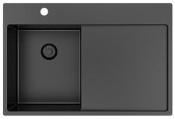 Pure.Sink Exclusivo Gun Metal liten diskbänk med avrinningsdel 78x52 cm Tapwing till vänster PEX3478LT-61